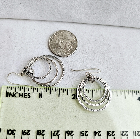 Didae Sterling 925 Silver Triple Circle Dangle Earrings - Picture 11 of 11